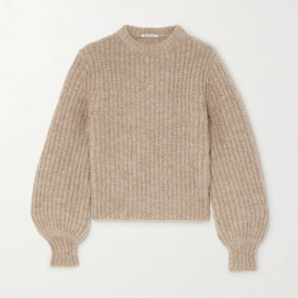Reformation Tatum Ribbed Alpaca-blend Sweater In Beige